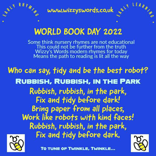  WORLDBOOKDAY Words For Rhyme 2 Rubbish Rubbish In The Park Jacqueline E Alexander